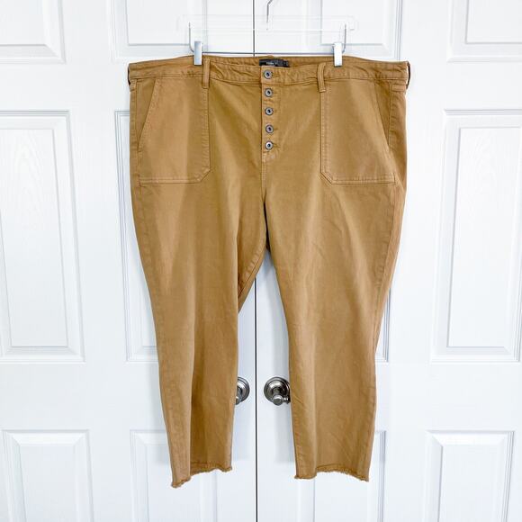 Torrid High-Rise Mom Straight Tan Jeans with Frayed Hems - Picture 2 of 10